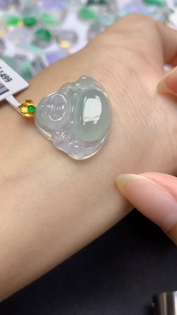 颈饰18K金镶嵌翡翠天然缅甸a货翡翠百元以上9元证书费自理