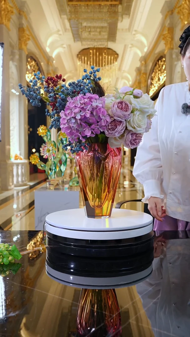 摆件JY0067金红色冰花艺术花器