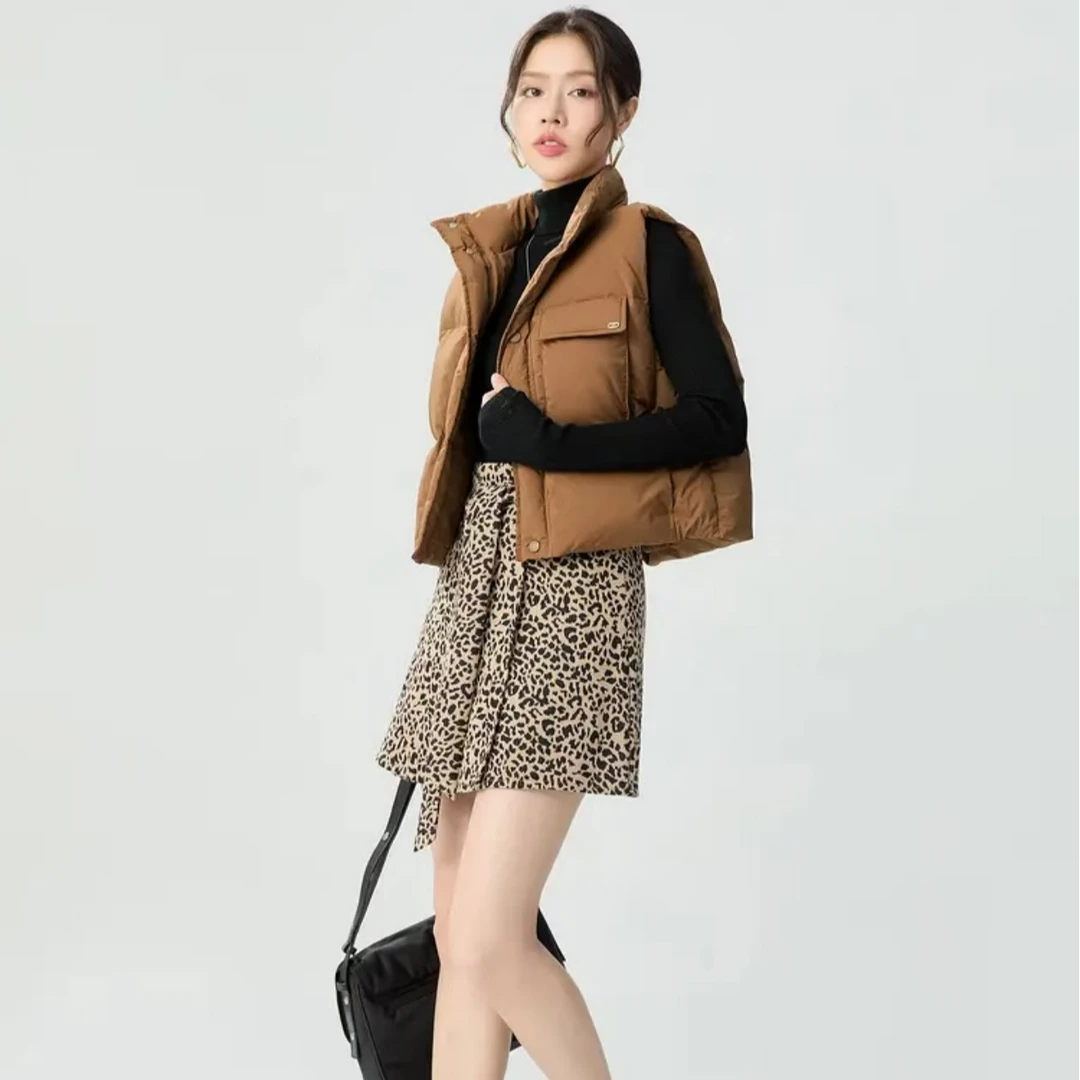 DEEPBREATH深呼吸立领大口袋三醋酸短款百搭马甲棉服女A401141