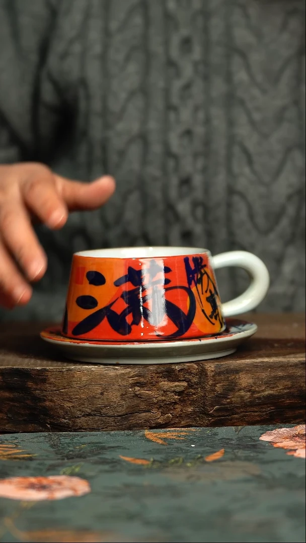 【闪购商品】杯釉下彩手工手绘同款陶器