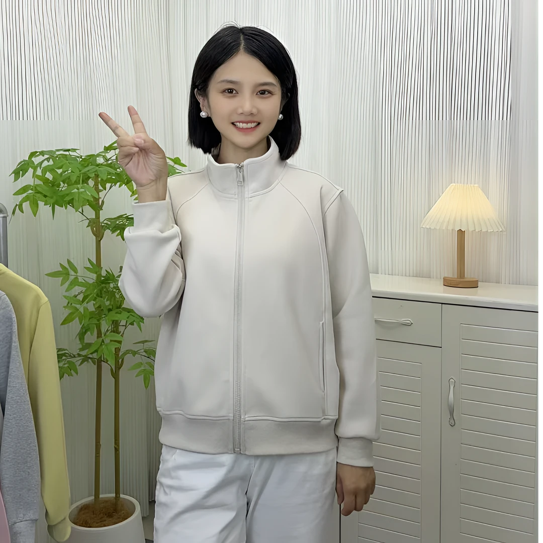 【加绒+不加绒】小个子短款卫衣纯色拉链开衫百搭休闲翻领衫外套女