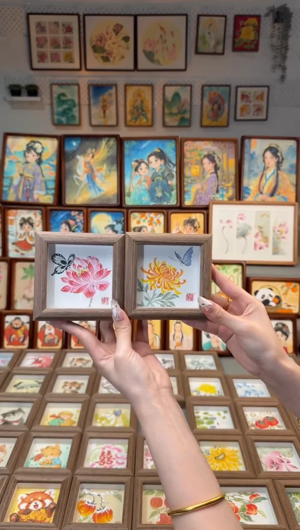 国画荷花蝴蝶 菊花蝴蝶 一组11