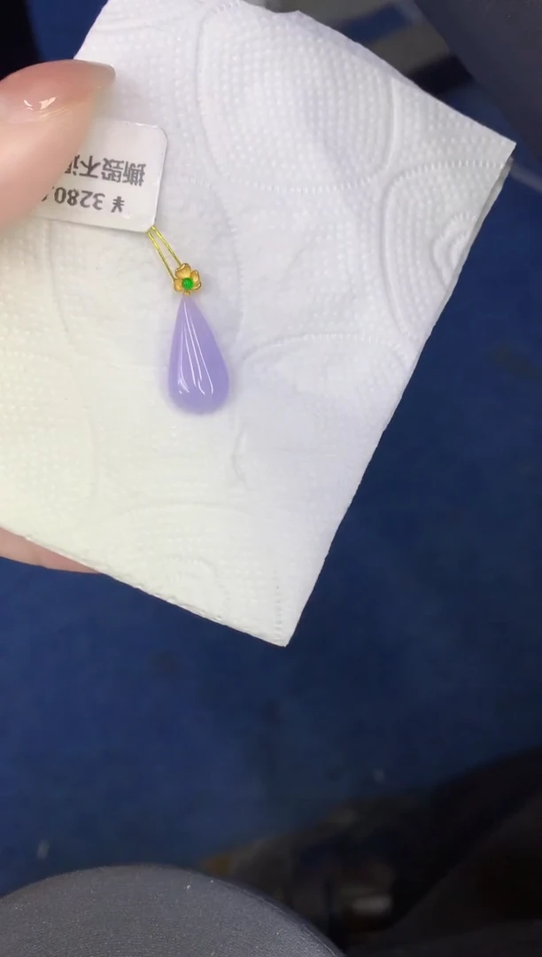 颈饰18K金镶嵌翡翠缅甸天然翡翠A货162