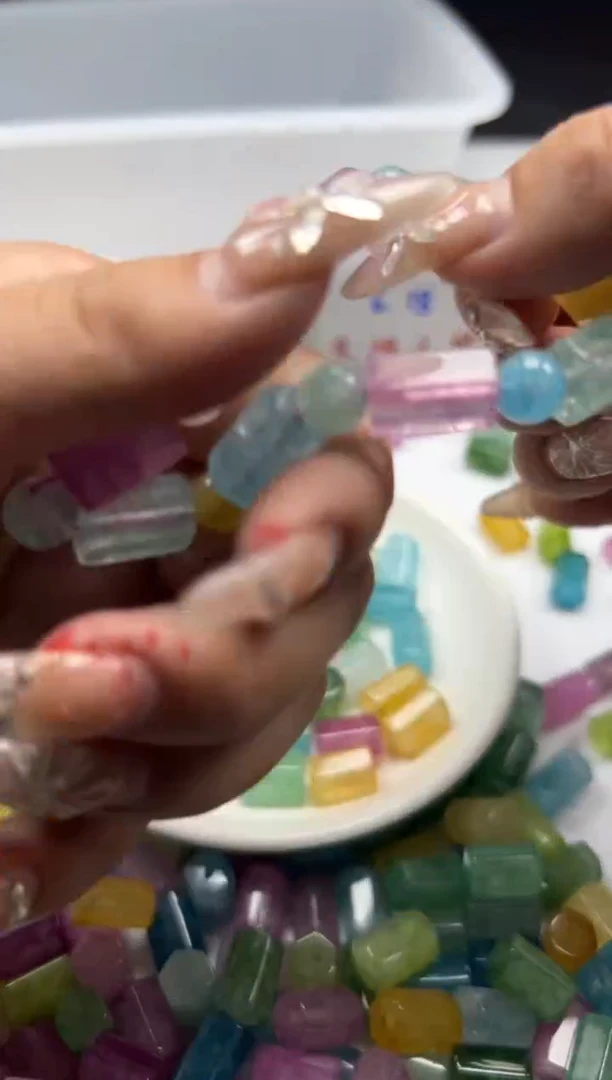 未镶嵌颈饰碧玺w2916彩虹碧玺六棱柱*5个