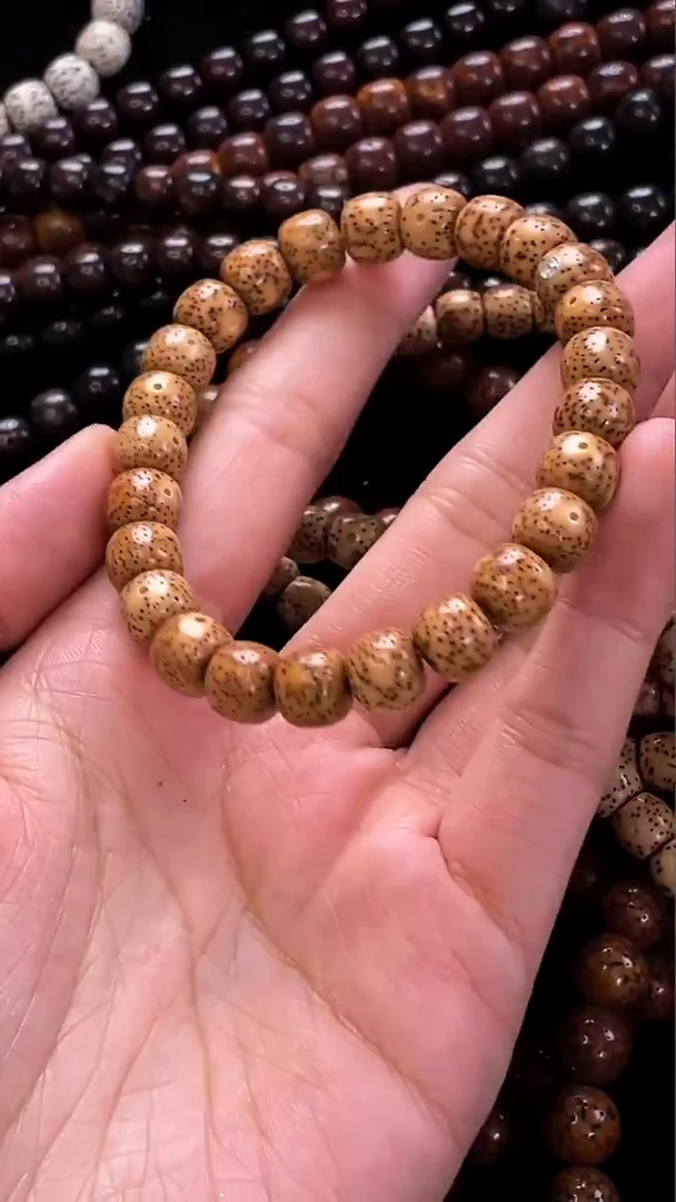 手串星月菩提精工级粉皮浅珀桶珠9*8手串