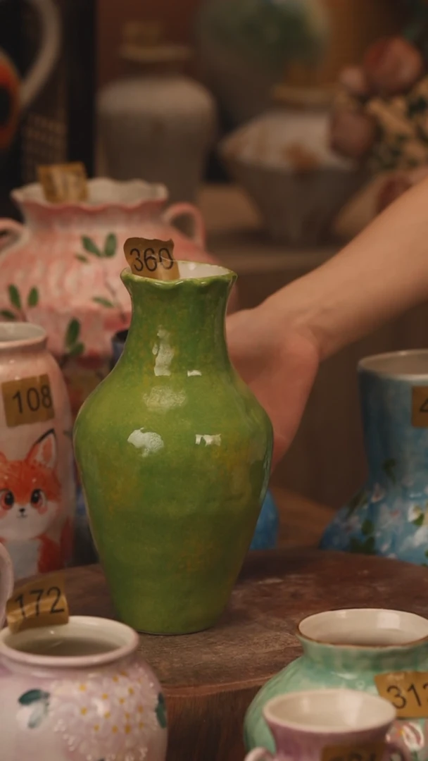 陶瓷360景德镇设计师手作花器摆件侘寂风