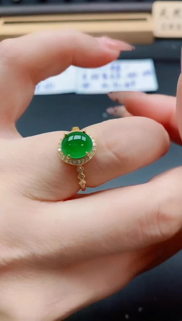 银S925镶嵌戒指翡翠1