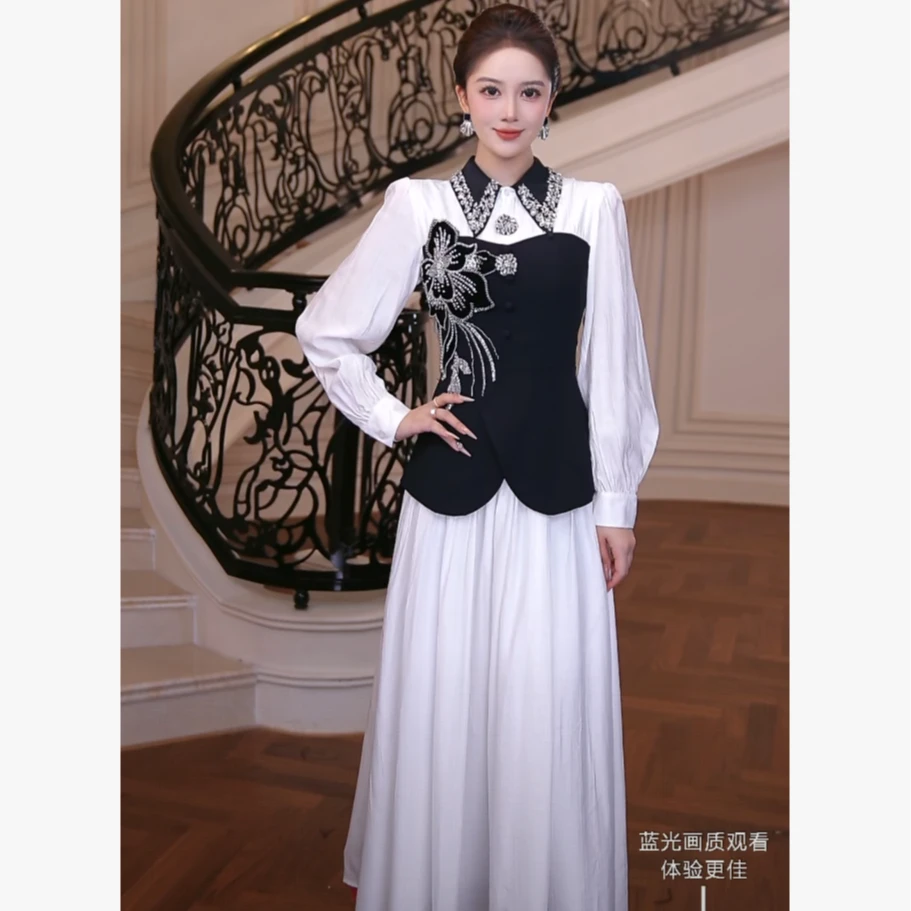 【芙娜妮】2025秋冬季时尚套装女款爆款轻奢洋气百搭连衣裙F2531293