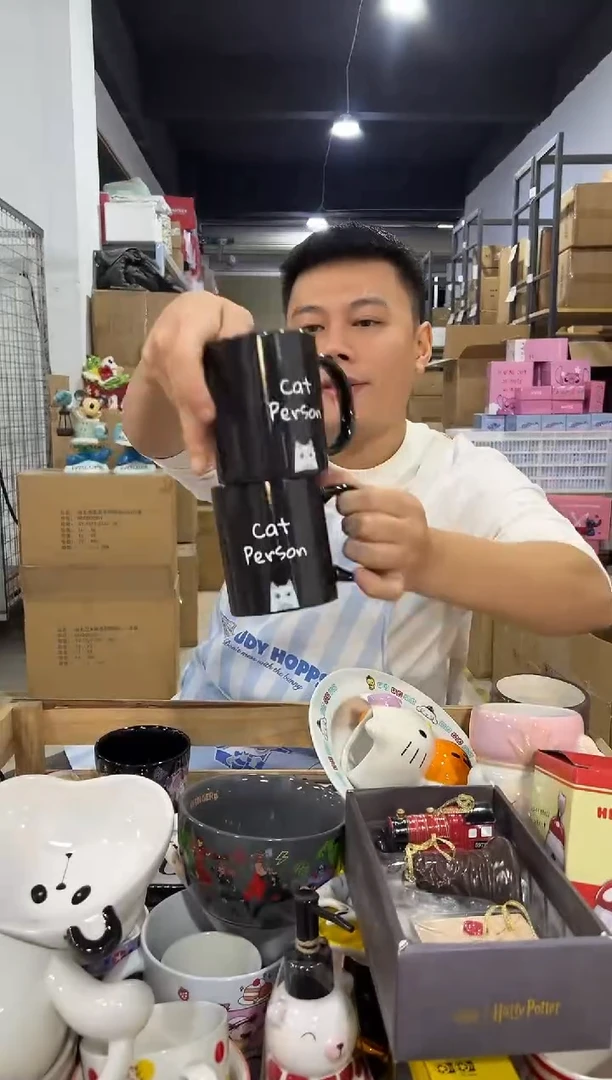 瓷片好多猫变色杯2件套