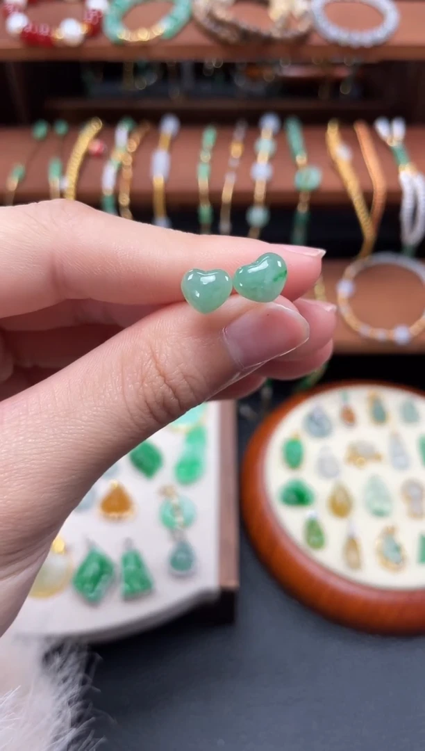 【闪购商品】翡翠耳钉18K金镶嵌2个  JK453