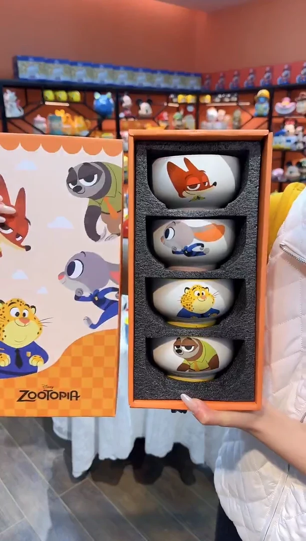 瓷片@@疯狂动物城4.5寸四碗礼盒装