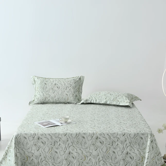 D2404 高端数码印花天然斜纹竹纤维冷感凉席三件套 斐瑞245*250