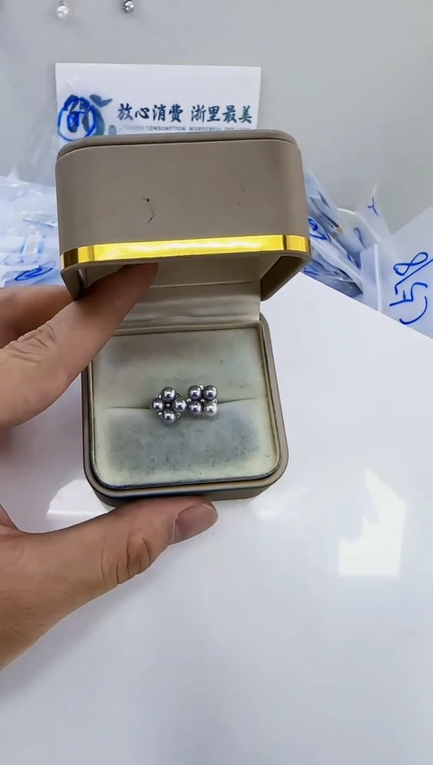 银S925镶嵌海水珍珠DA珍珠耳饰4-5 y358