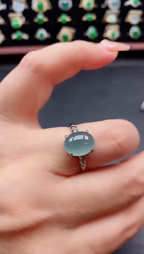 银S925镶嵌戒指翡翠1