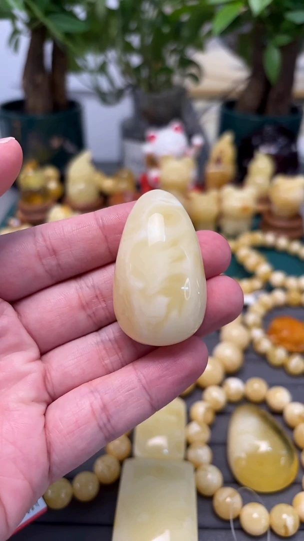 手串蜜蜡未镶嵌p75白妖花 满蜜满腊 精品吊坠 14.67克