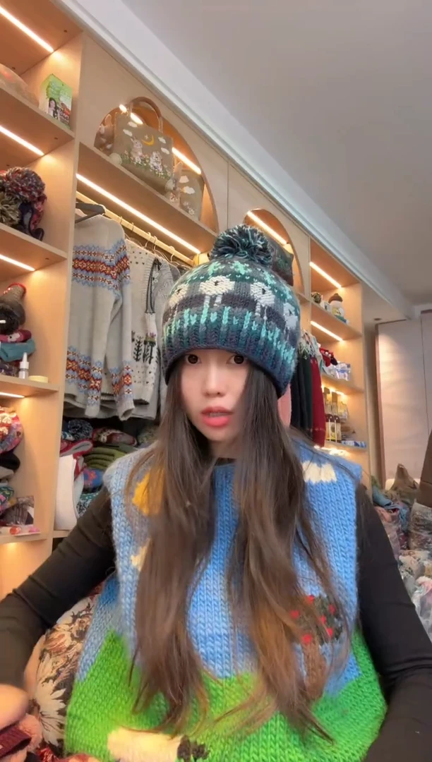 羊毛美利奴孔雀蓝小羊帽