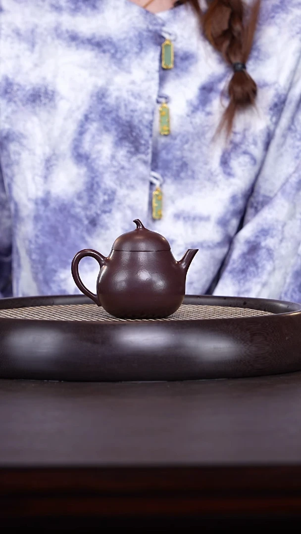 【闪购商品】紫砂茶壶十竹斋14-35 黑墩头茄瓜160c