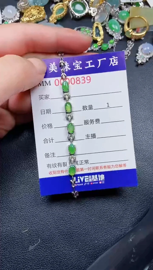 翡翠银S925镶嵌颈饰0839