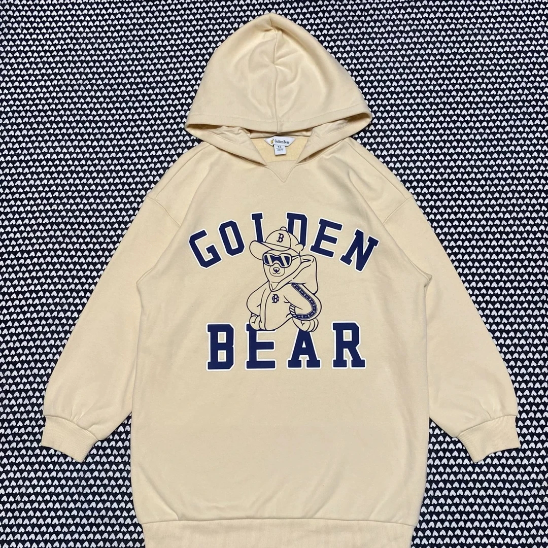 goldenbear家jin熊连帽卫衣中大童加绒加长卫衣