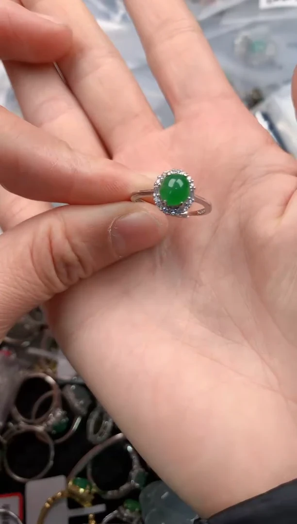 银S925镶嵌戒指翡翠333   6