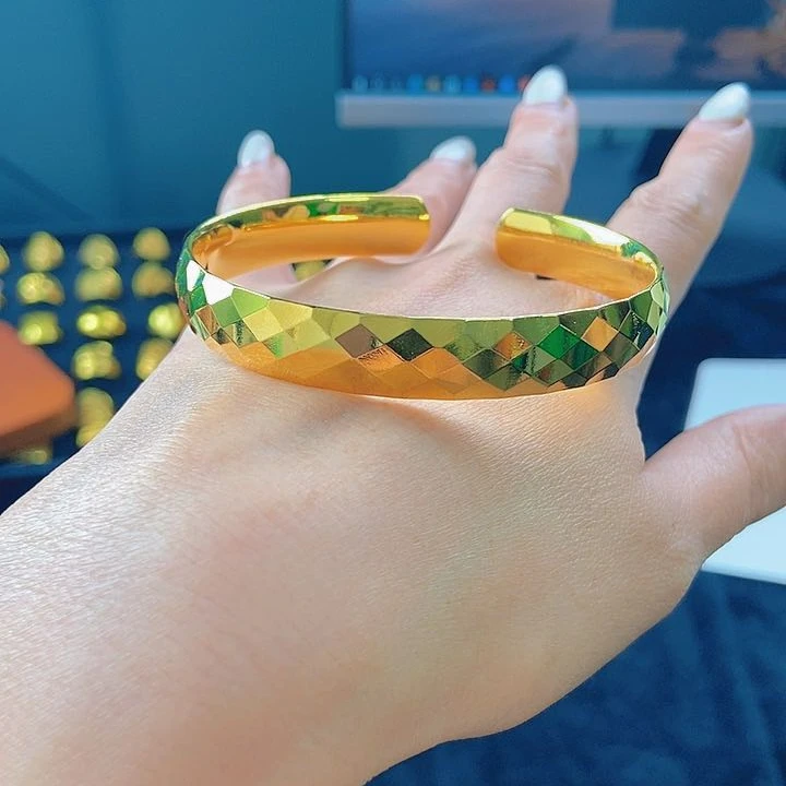 铜合金手镯 金色开口素圈 葩丽莱新款玫瑰金色手镯时尚素款简约