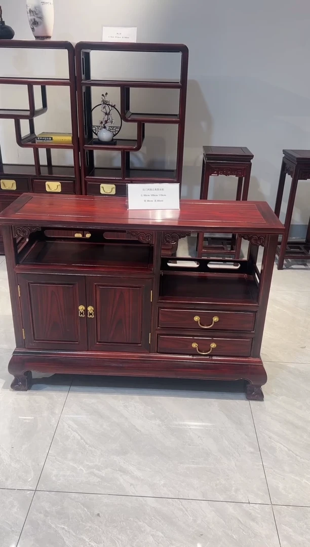 黑酸枝木类书柜竹**安118虎腿茶水柜一只