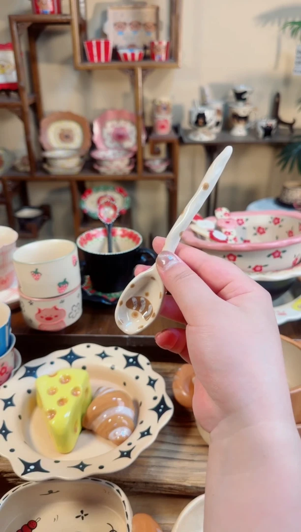 陶瓷面包勺子【十里高温釉下彩陶瓷】