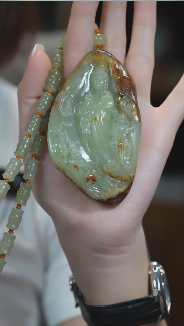 颈饰未镶嵌和田玉观音