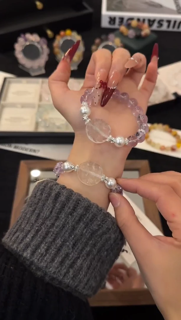 合金手链水晶紫水晶x3677