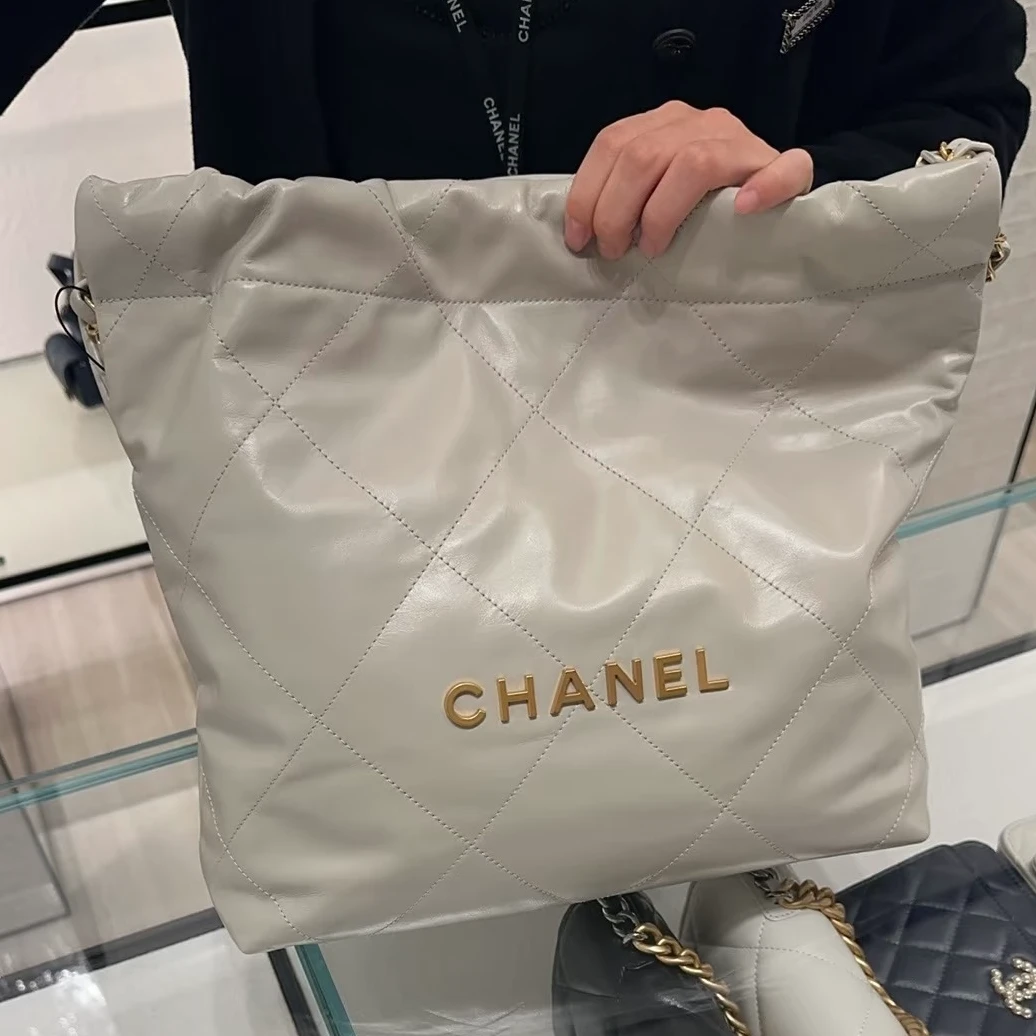 99新 Chanel/香奈儿 4919|香奈儿25年灰色小号新款垃圾袋单肩包牛