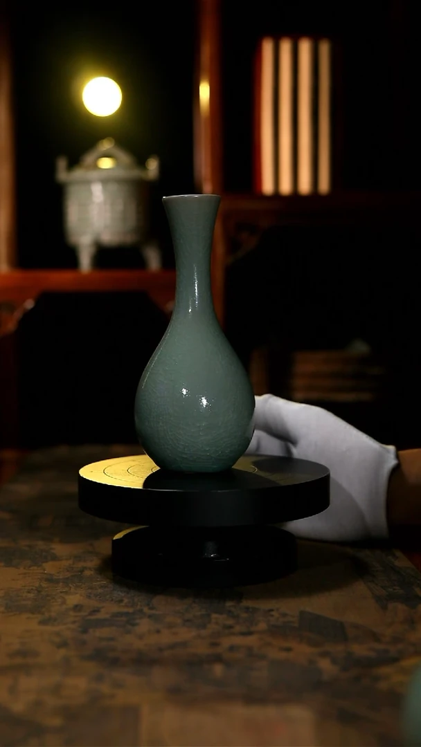 摆件复烧收藏级青绿釉大玉净瓶