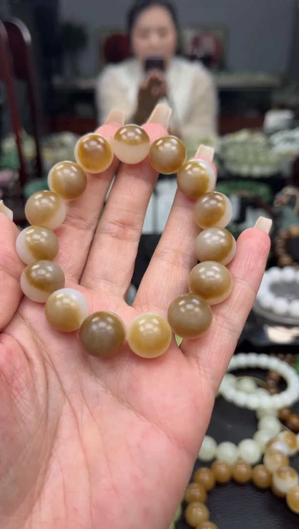 【闪购商品】和田玉手串未镶嵌卡14糖白一口糖