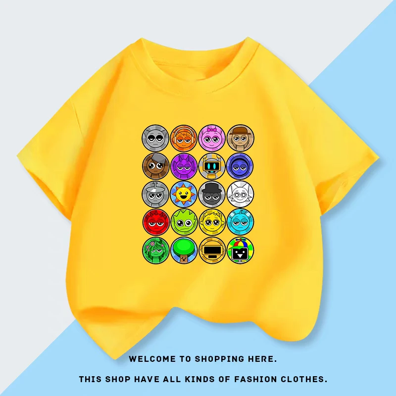 节奏盒子sprunki儿童短袖t恤夏季新款男童装纯棉半袖打底衫上衣