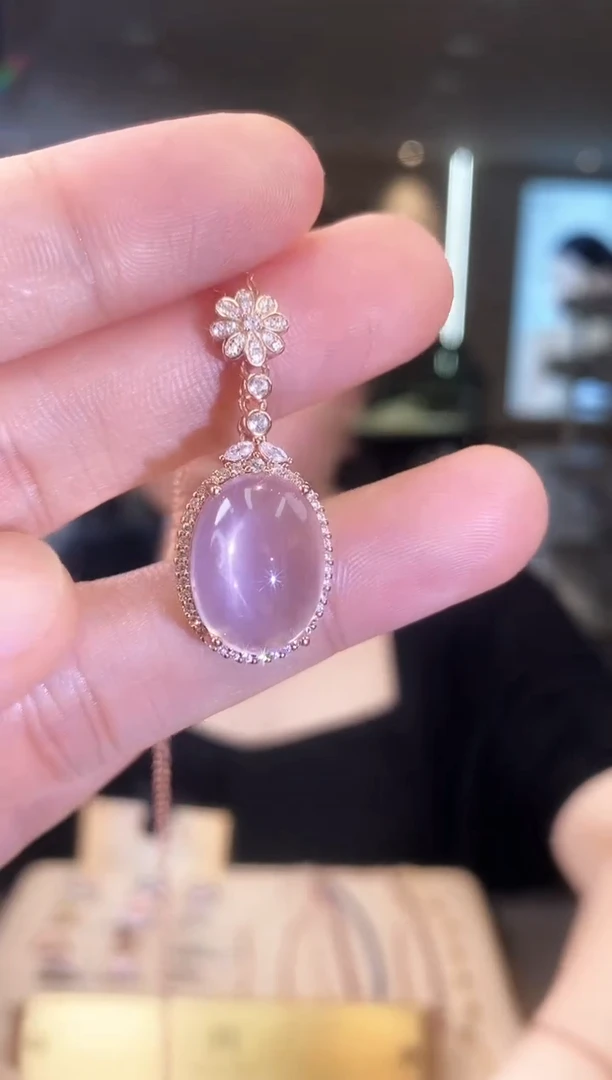 【闪购商品】芙蓉石项链银S925镶嵌09天然宝石