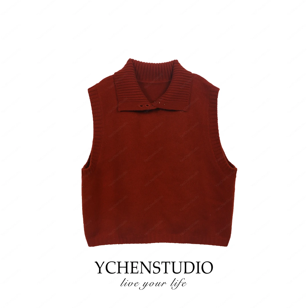 YC【马德里】秋冬新款百搭立领针织马甲无袖背心MG6099