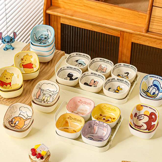 Disney/迪士尼卡通四方碟家用客厅零食碟餐厅酱料碟子可爱宝宝碗