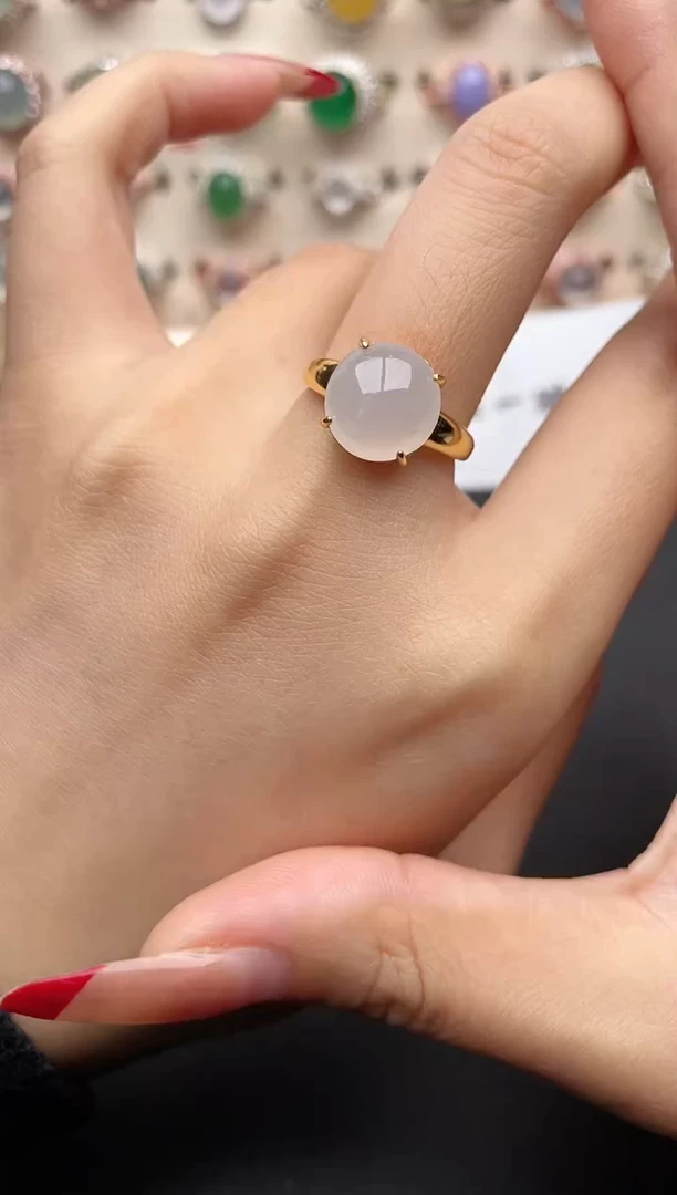 【闪购商品】翡翠戒指银S925镶嵌一物一证一礼盒