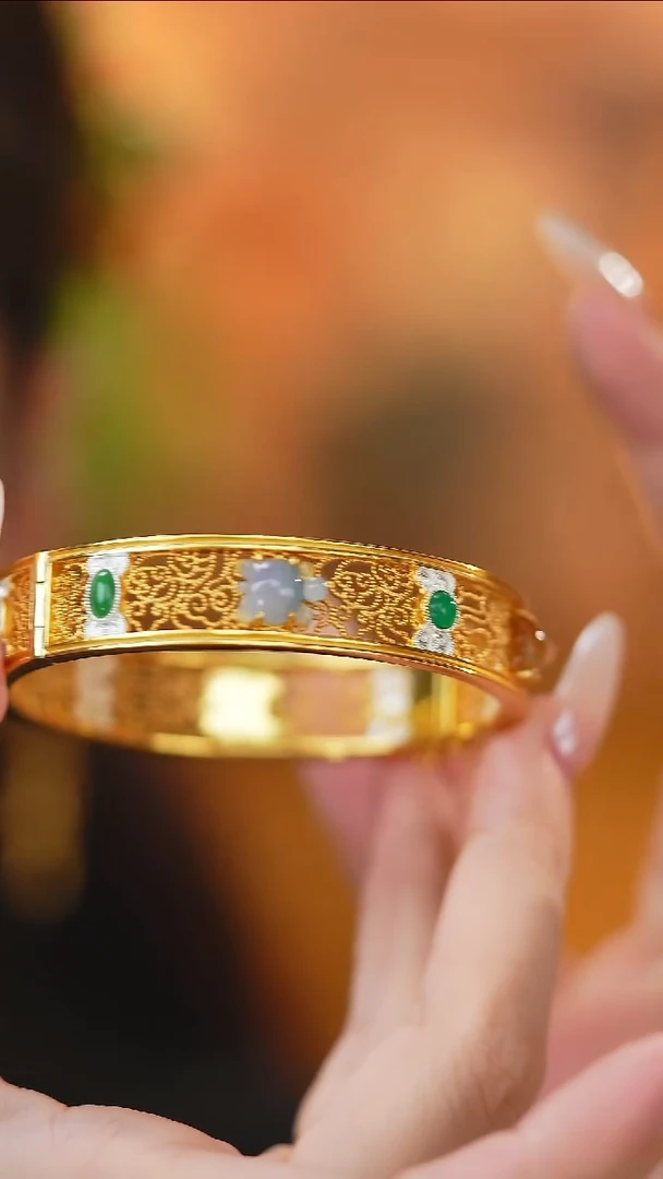 银S925镶嵌手镯翡翠新款