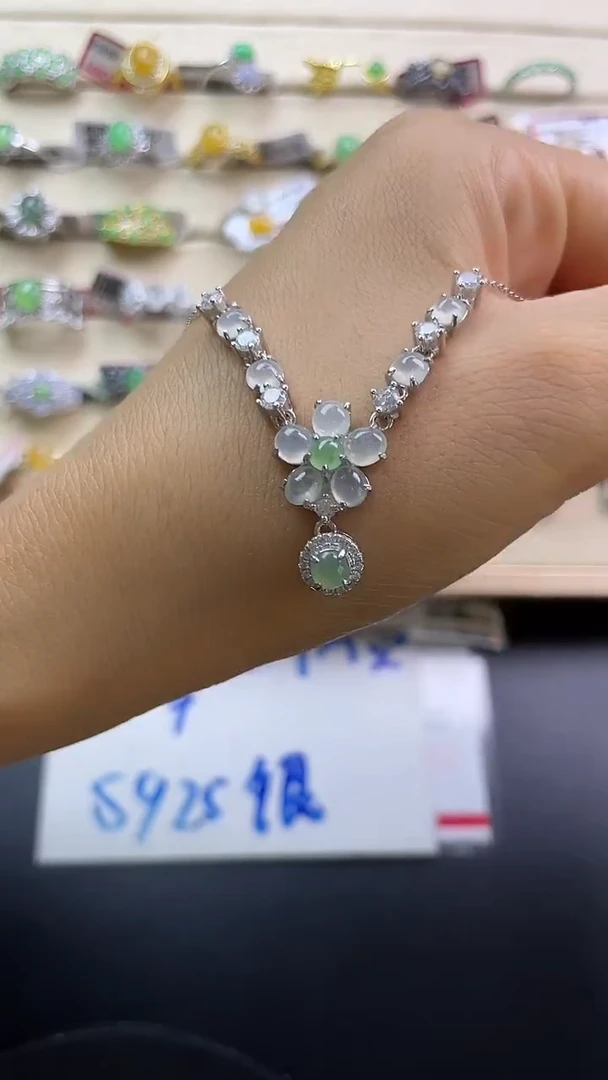 银S925镶嵌戒指翡翠翡翠 蛋面 银S925镶嵌