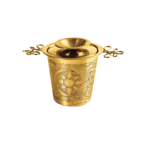 【01liv】11*7CM 香格里拉月光（金色）双耳茶漏 304不锈钢 彩盒装