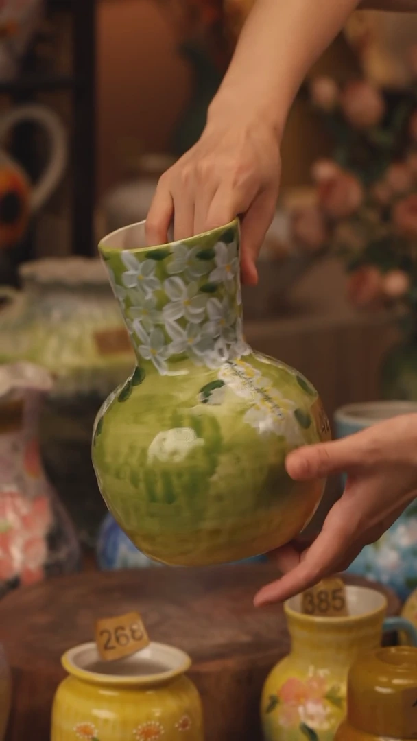 陶瓷420景德镇设计师手作花器摆件侘寂风