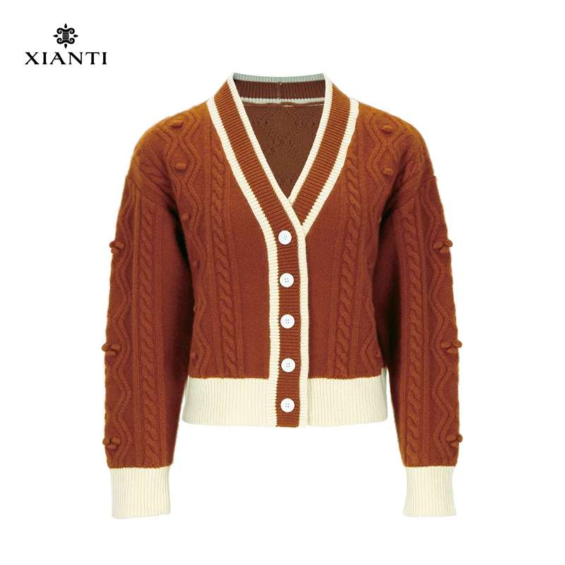 轻奢~质感很强立体女款羊绒针织开衫外套 XT-21911-10