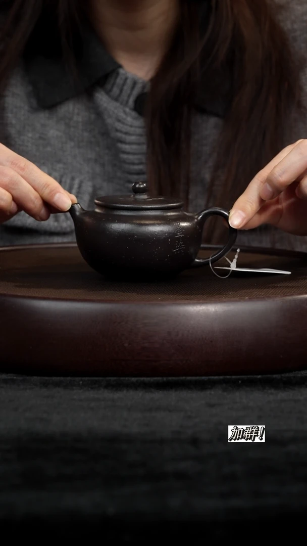 茶壶紫砂ZJ711605黑疾星墨染200c