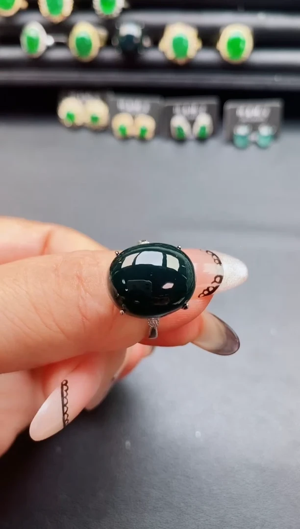 翡翠戒指银S925镶嵌508500