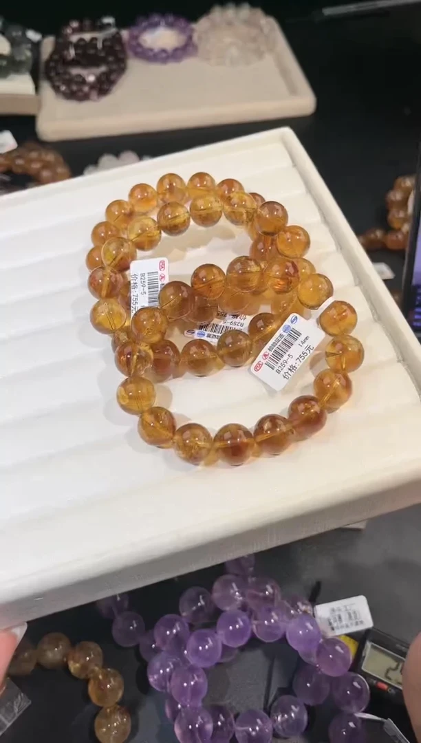 水晶手链未镶嵌多样性发一黄阿赛14mm