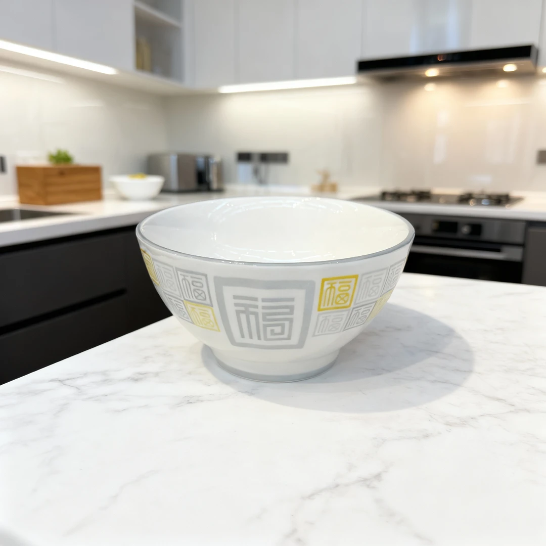 【铭策优品】中国风万福5英寸10支家用高温釉下彩陶瓷轻奢米饭碗