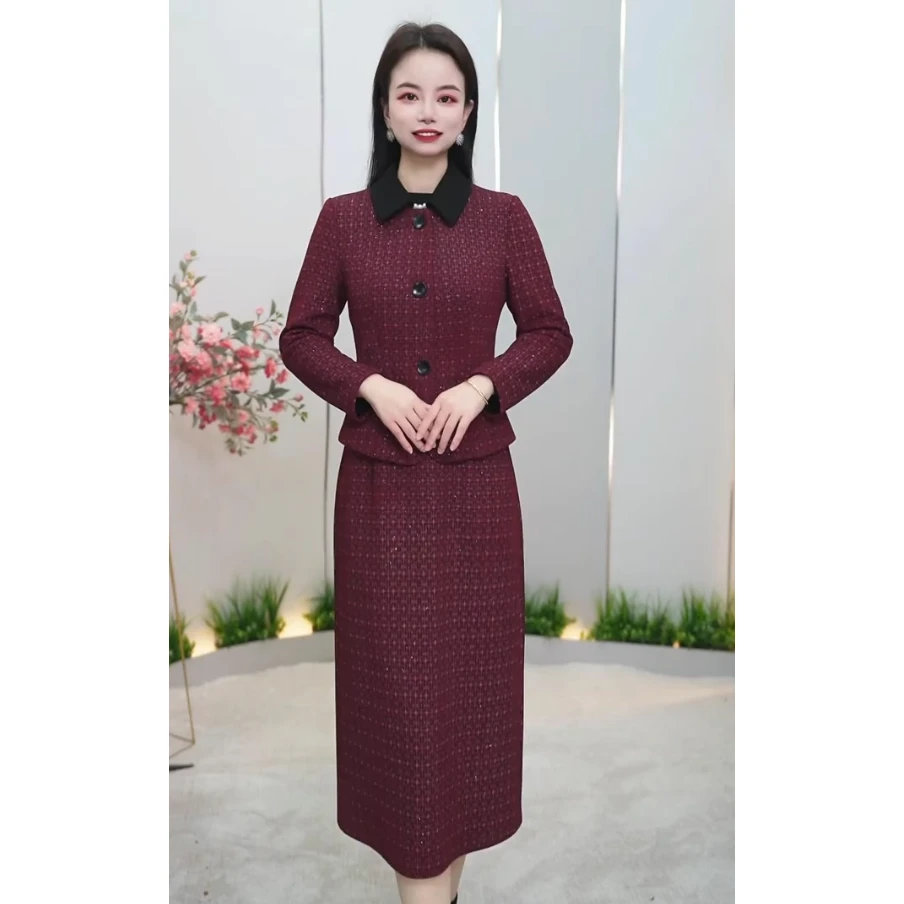 [两件套]秋季精品改良气质妈妈装轻奢国风显瘦遮肉-2182