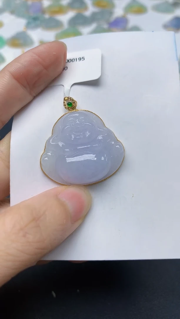 翡翠18K金镶嵌颈饰天然缅甸A货翡翠