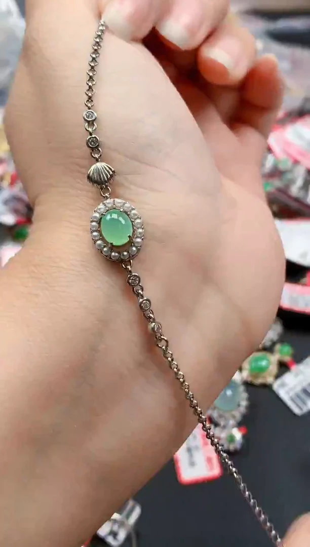 银S925镶嵌戒指翡翠天然A货缅甸翡翠