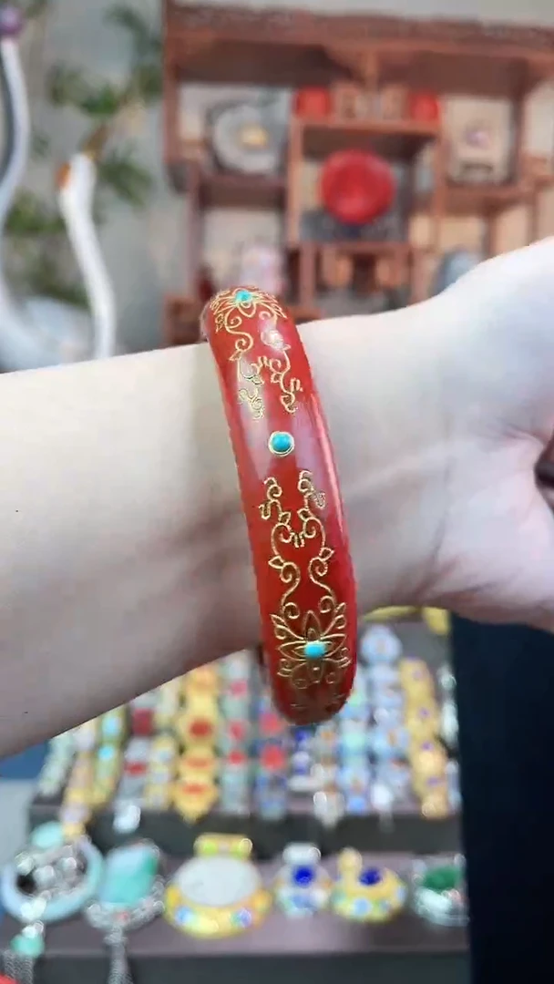 非遗手工金漆镶嵌镯子60